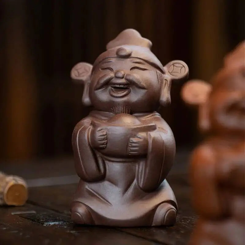 Zisha Tea Pet God of Wealth Figurine Sculpture Character Buddha Little Novice Monk Tea Play Tea Table Quake Purple Clay