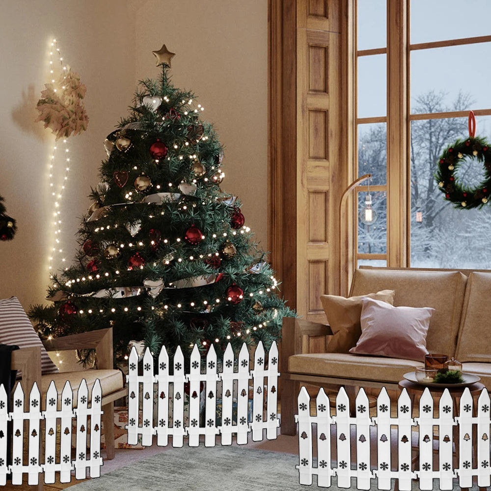 10/5PCS Plastic Fence White Courtyard Fence Christmas Tree Ornaments Indoor Garden Fence Christmas Home DIY Decoration Supplies Quake
