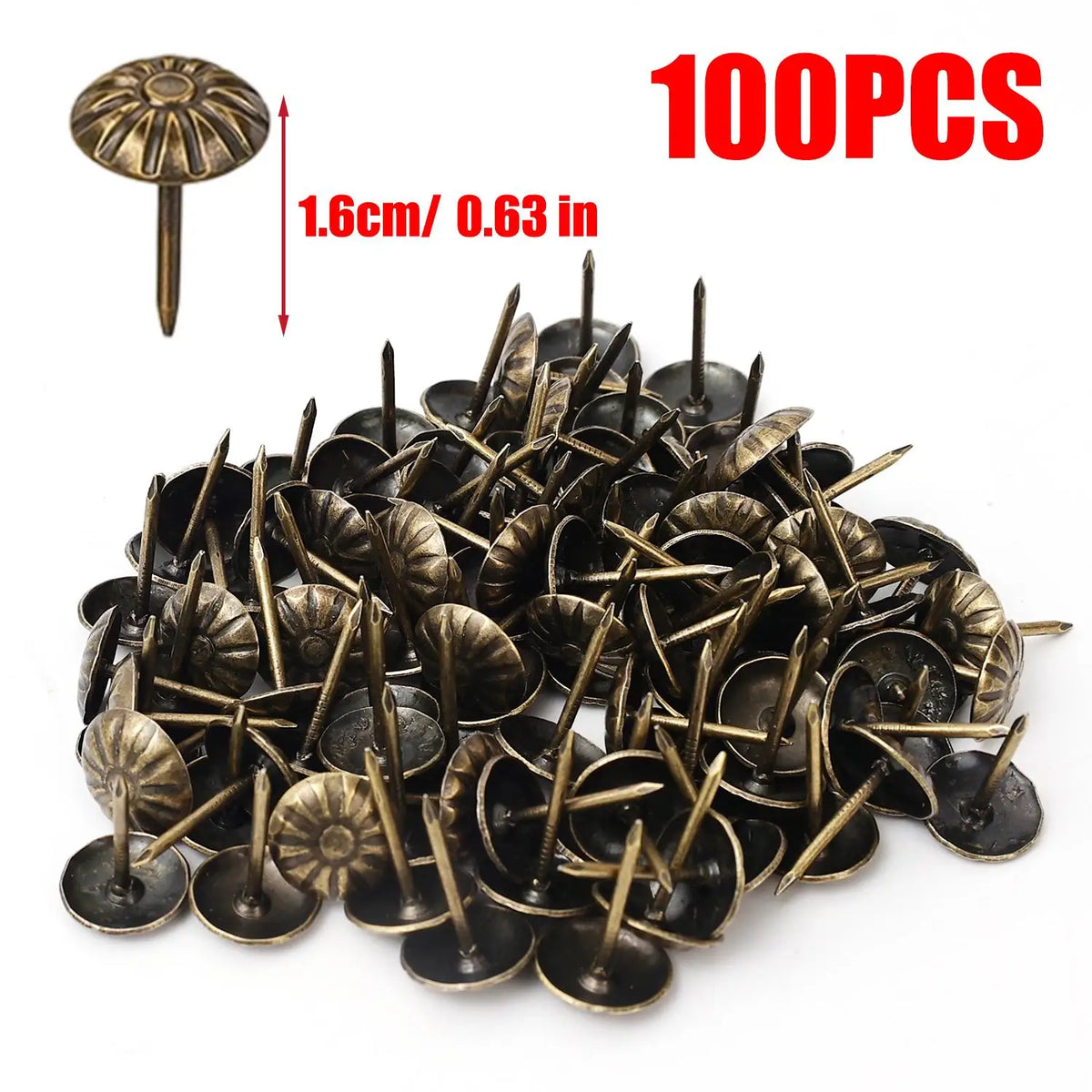 Vintage Flower Shaped Furniture Decorative Nails Rust-proof Furniture Repair Leather Fixed Pushpin DIY Photo Frame Decor Nails Quake Antique bronze