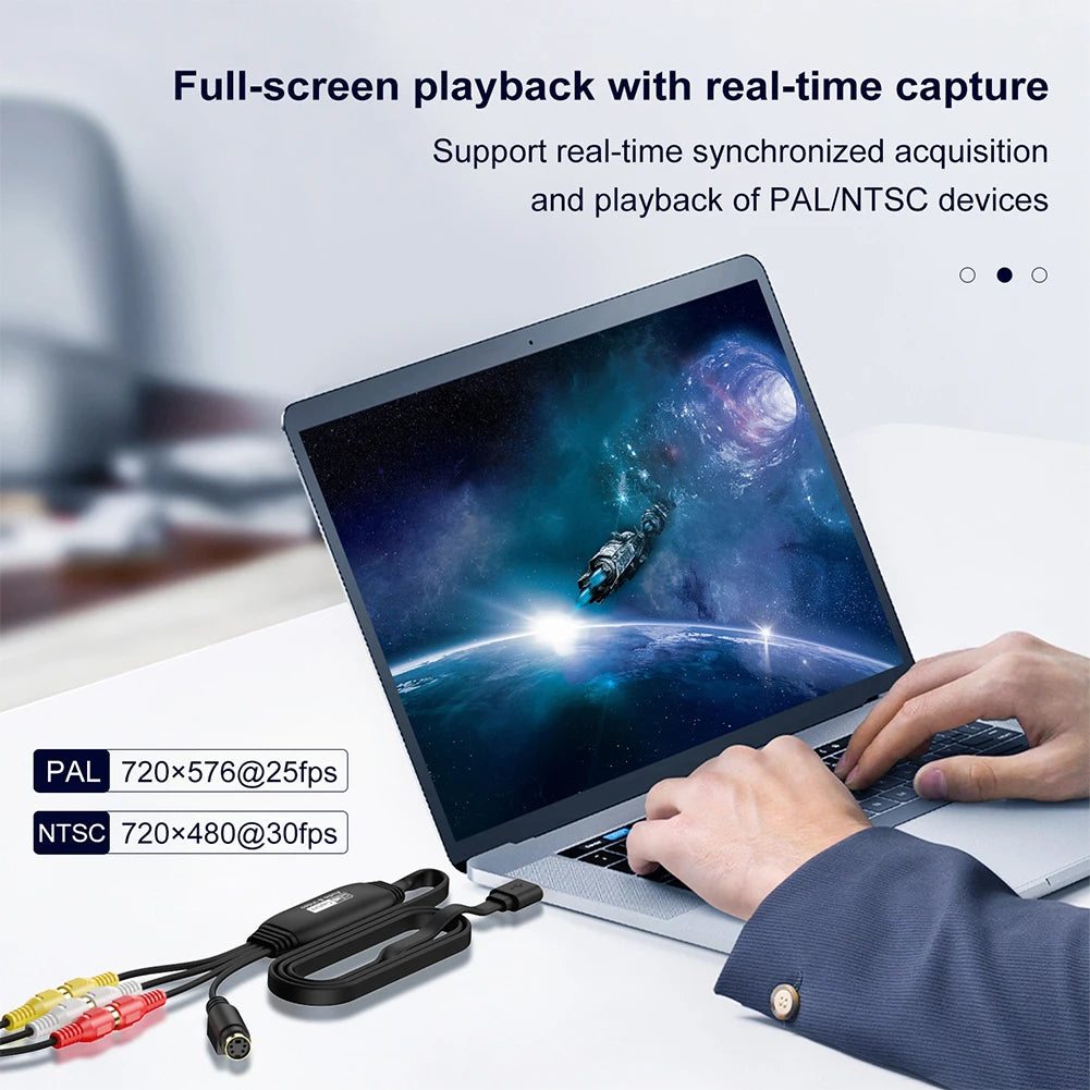 USB Video Capture Card VHS TV DVD VCR Audio Capture Adapter VHS to Digital Converter AV Recorder Video Audio Capture Box for Mac Quake