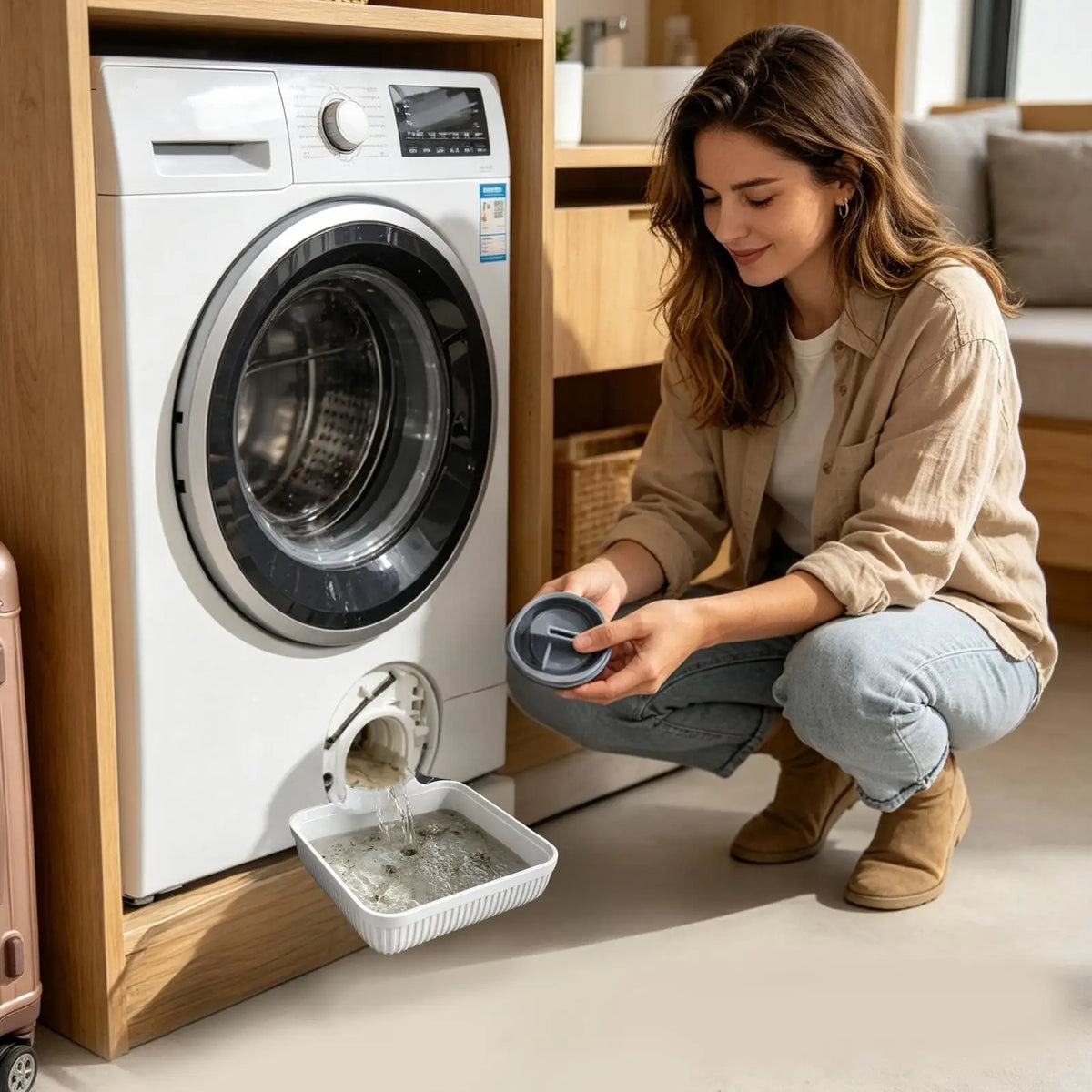 Washing Machine Filter Drain Tray Reusable Washing Machine Supplies Washer Filter Cleaning Water Catcher for Homeowners Renters Quake