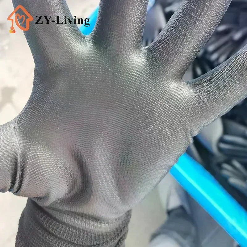 1 Pair Black Coating Gloves Nylon PU Gloves Woodworking Horticulture Automobile Maintenance Anti Slip And Dustproof Daily Use Quake