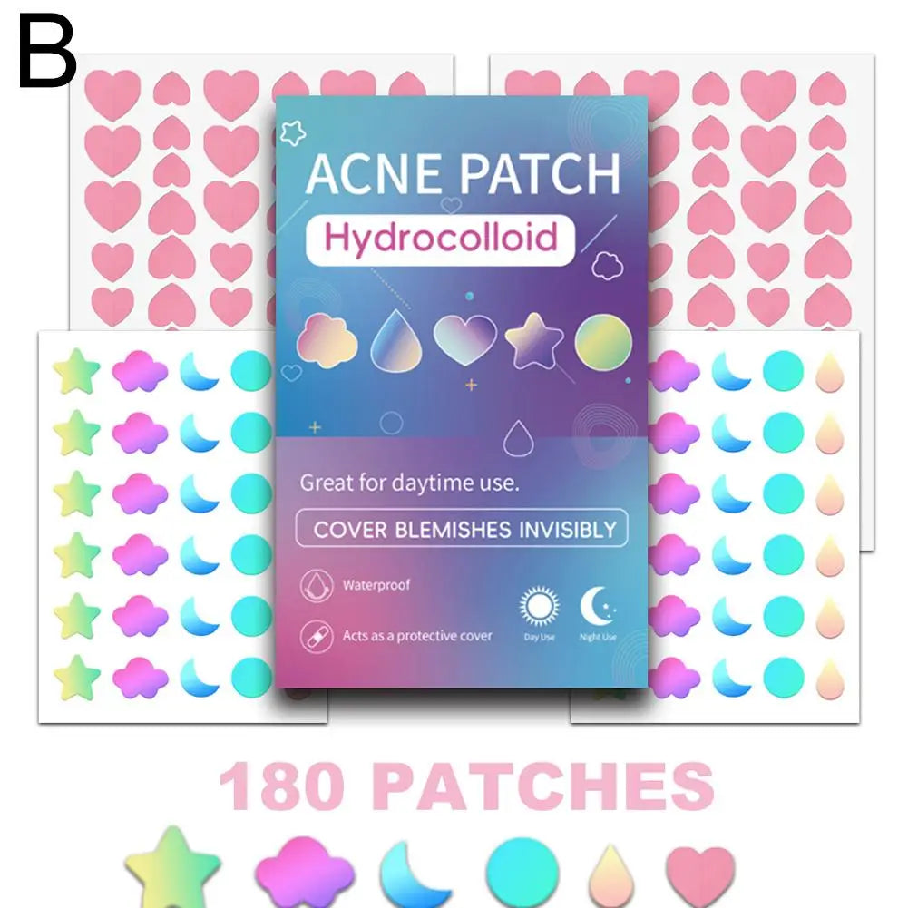 Cute Colorful Stars Pimple Patches Acne Patch For Zits And Blemishes, Invisible Spot Stickers For Face And Skin Protection Tool Quake B-180pcs