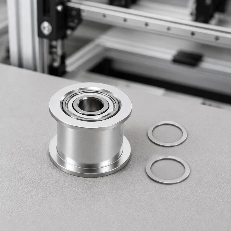 3D Printer XY Shaft Idler Pulley Metal Replacement Part for Belt Guide Service, Smooth Silver Pulley Assembly, Set K1KF Quake CN No plug