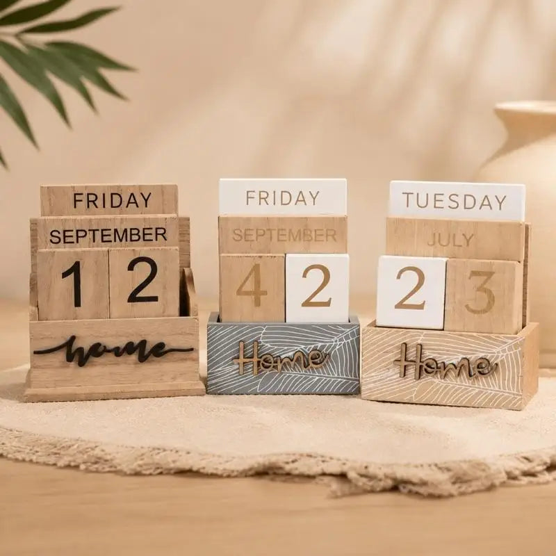 Manual Desk Permanent Calendar with Large Printed Weekday, Month and Date Cubes, No Batteries Required for Desk Use K1KF Quake