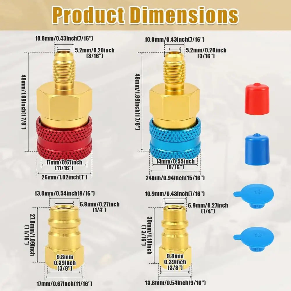 R134a to R1234yf Adapter Refrigerant Hose Fitting High Low Side Connector Conversion Kit for Ac Charging Car Air Conditioning Quake as picture