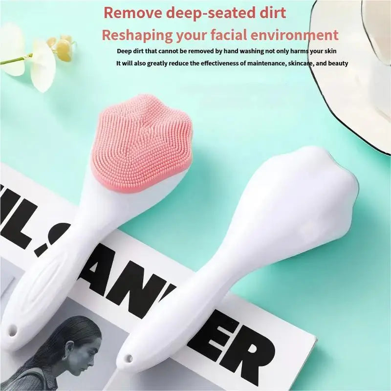 Soft Silicone Facial Brush Manual Massage Brush Cleanser To Remove Black Pores Deep Cleaning Brush Quake