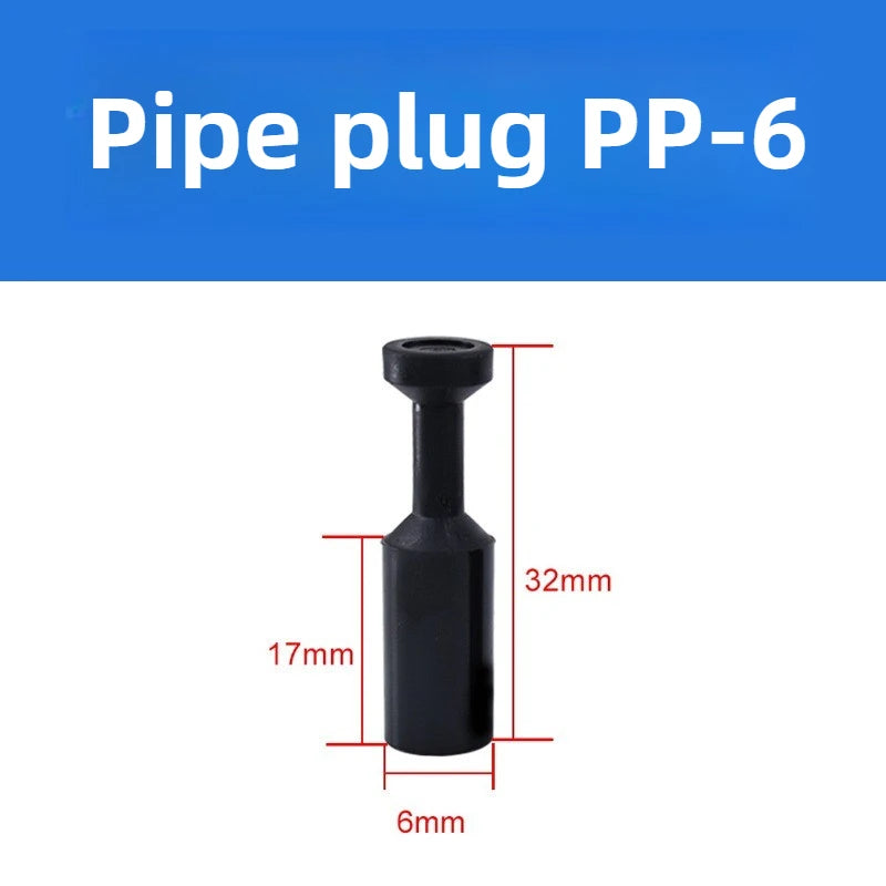 3/5 Pcs PP Pneumatic Connector Quick Plug Plastic Plug Pipe Plug PP 4mm 6mm 8mm 10mm 12mm 14mm 16MM Air Hose Sealing Connector Quake Black PP6 5PCS