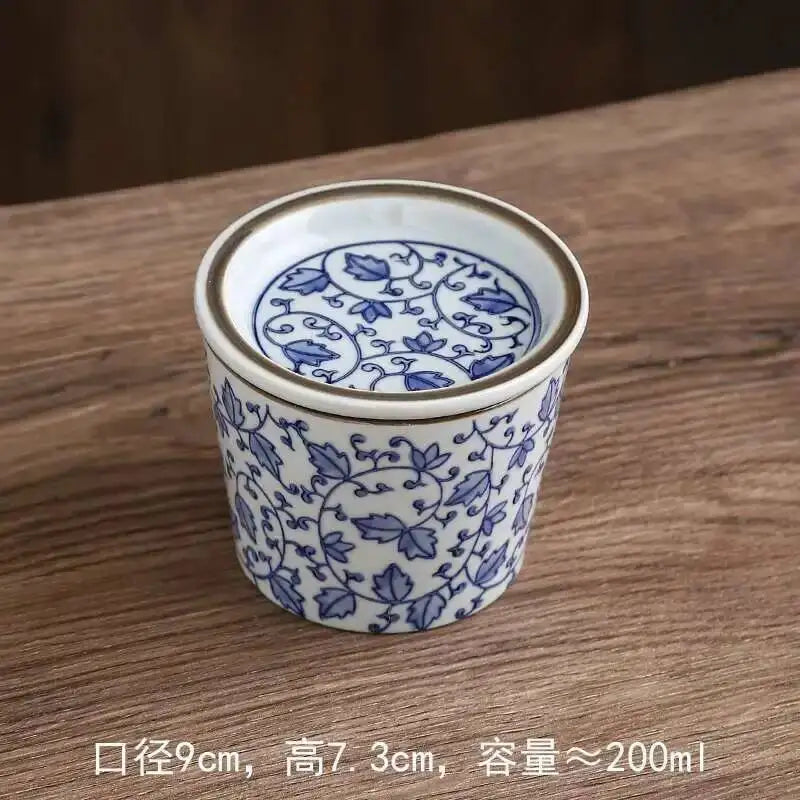 Vintage Ceramic Steamed Egg Cup With Lid Breakfast Steamed Egg Soup Water Separation Stew Cup Dessert Snack Bowl Quake 2