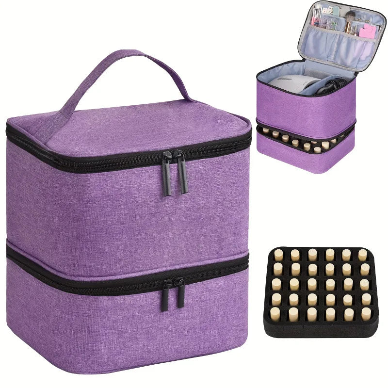 Meichoon Portable Sewing Storage Bag 30 Compartment Double Layer Organizer for Sewing Supplies DIY Craft for Tailors Crafters Quake Purple-A