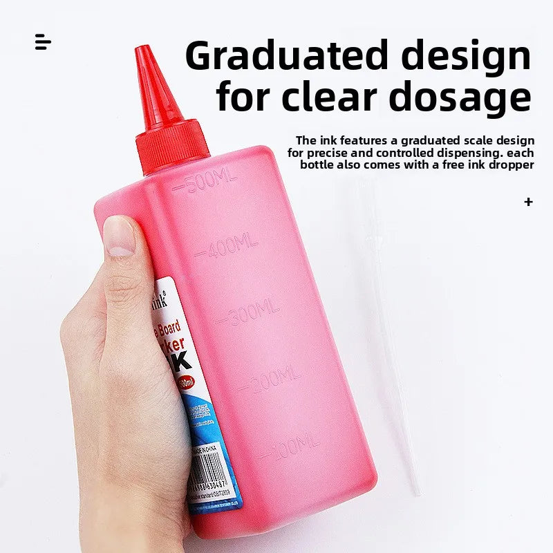 1pc Whiteboard pen ink 500ML replenishment liquid water-based large capacity erasable environmentally friendly filling liquid Quake