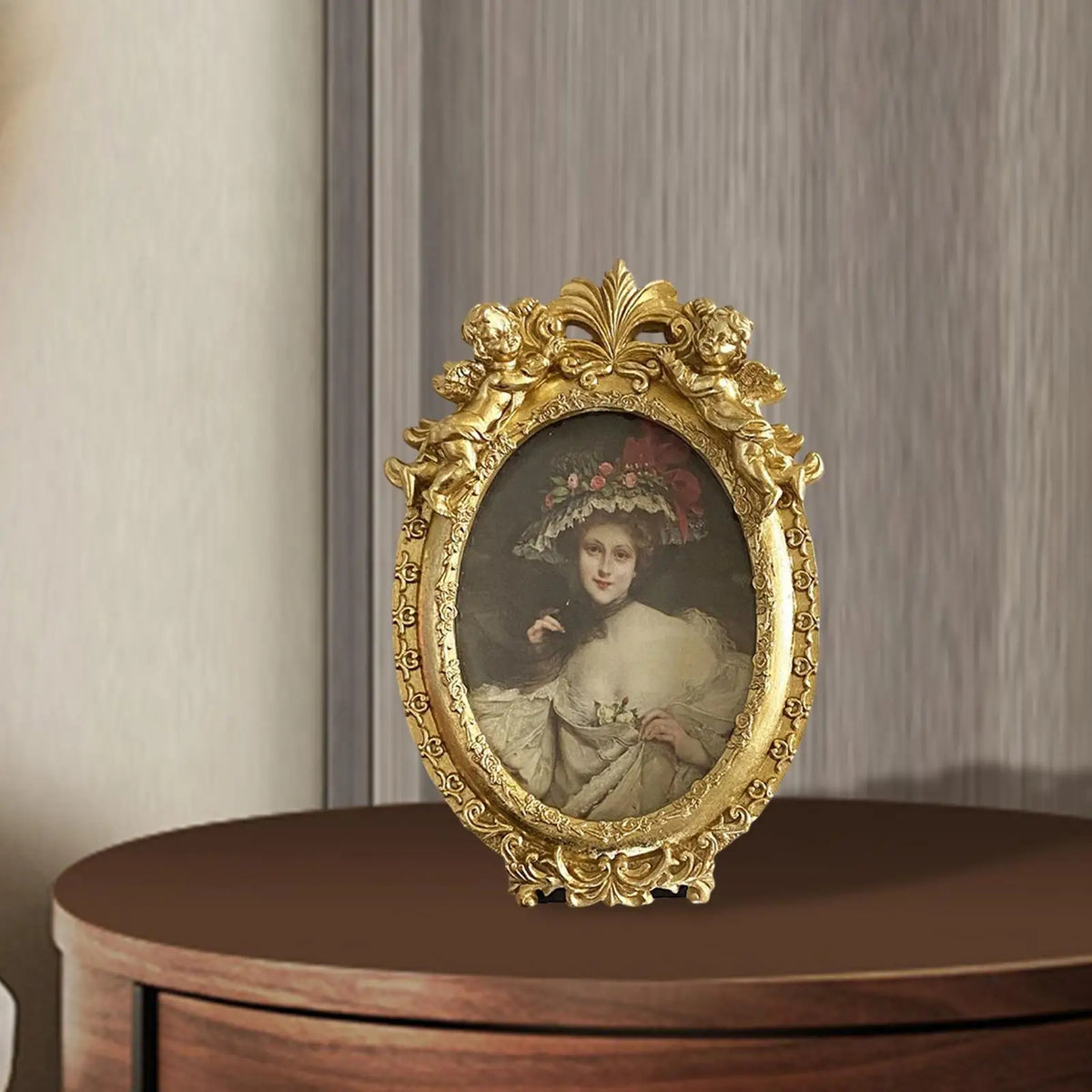 Photo Frame Picture Display Holder Embossed Angel Tabletop Hanging Ornate Desktop Picture Frame for Office Home Kitchen Quake Default Title