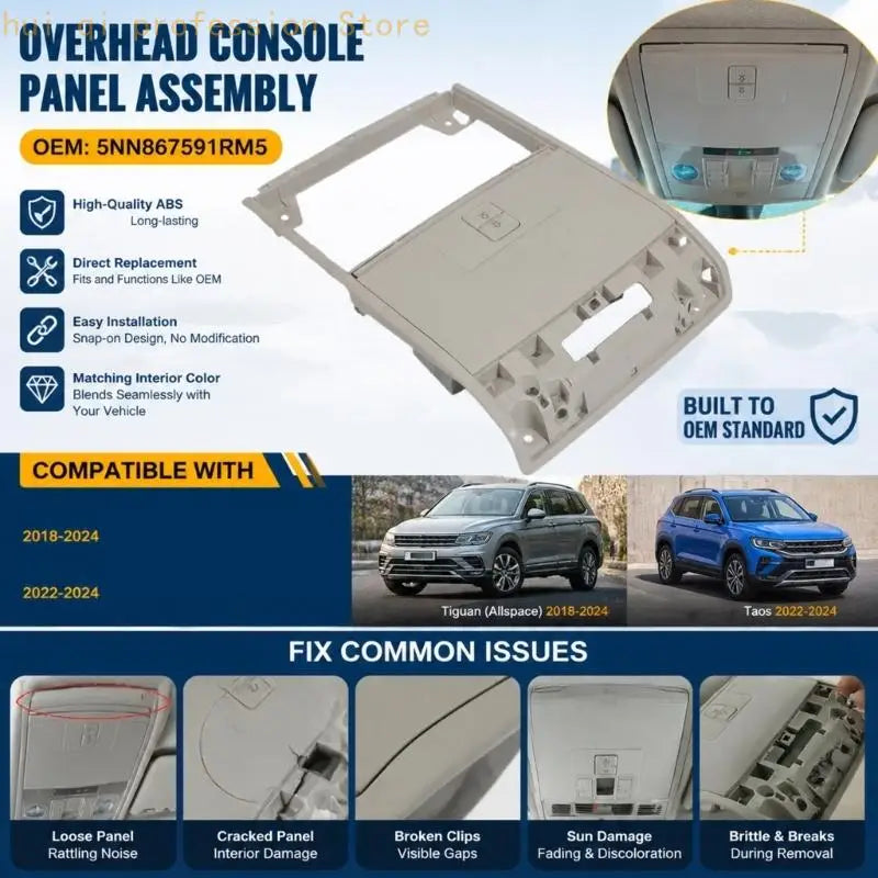 5NN867591RM5 Gray ABS Overhead Console Panel Housing for Existing Roof Hardware H8WE Quake