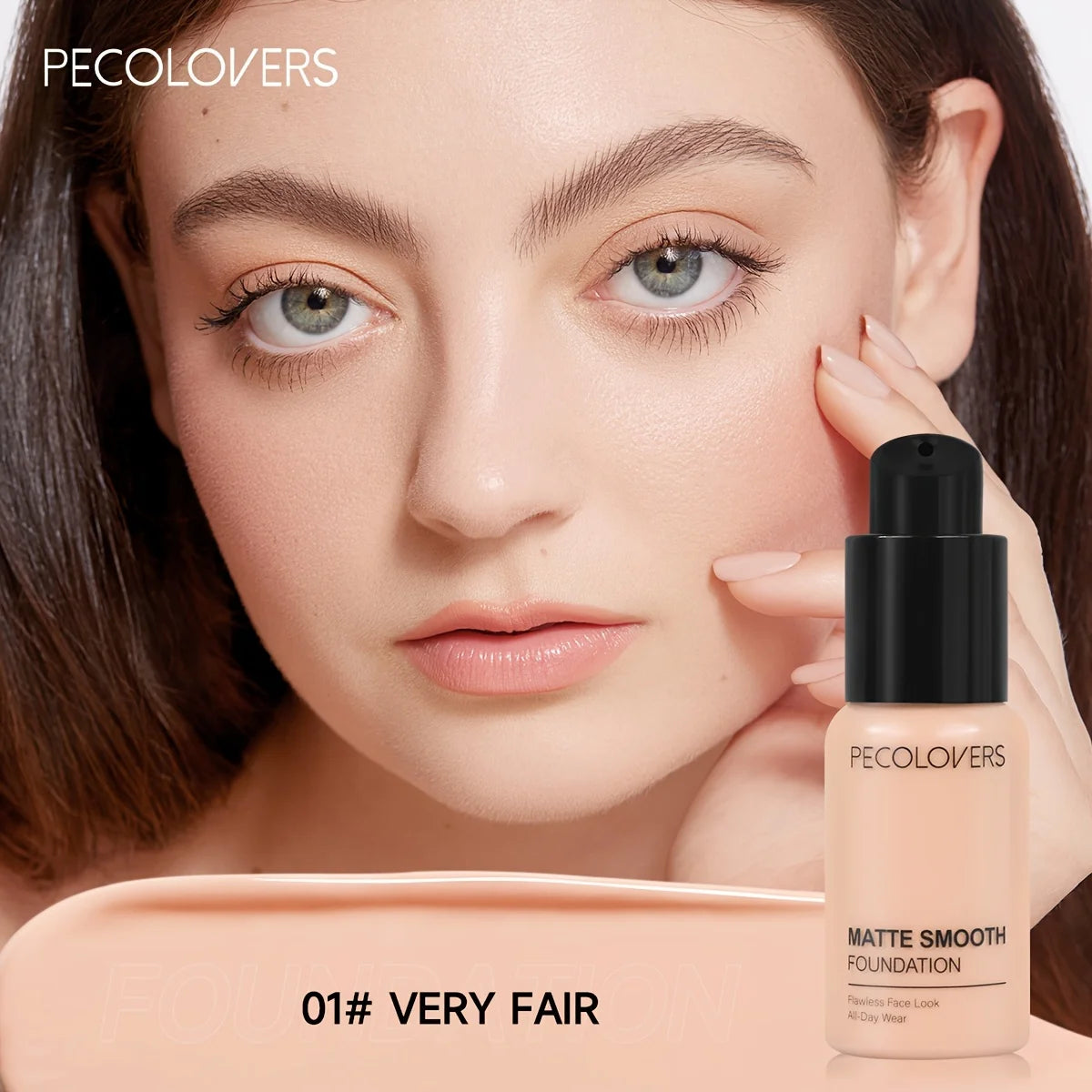 PECOLOVERS Matte Finish Liquid Foundation - Oil-Control, Waterproof, Full Coverage Concealer for All Skin Tones Quake 01