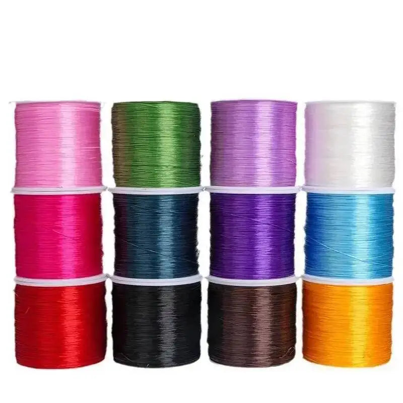 500M 0.8mm Flat Crystal Elastic Thread Bracelet String Leather Band Rope Wearing Bracelet Elastic Thread Buddha Bead Thread Quake