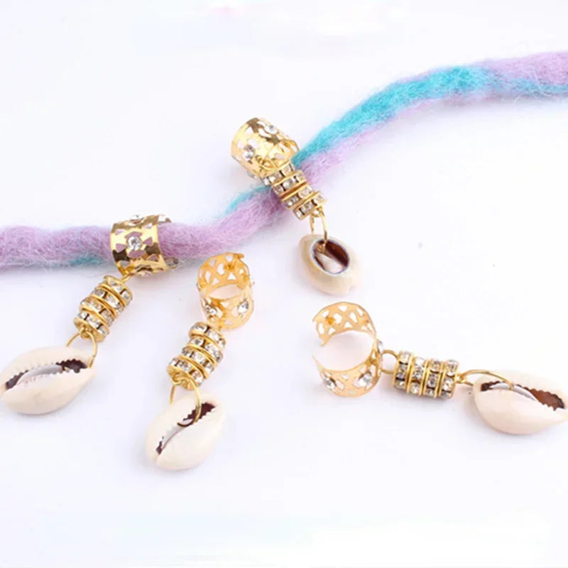 Metal Hollow Flower Hair Rings – Braiding & Extension Buckles 5pc