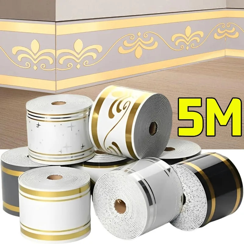 Soft Foam Skirting Board Wall Sticker Anti Collision Self Adhesive PVC Wallpaper DIY Decoration for Kitchen Bedroom Living Room Quake