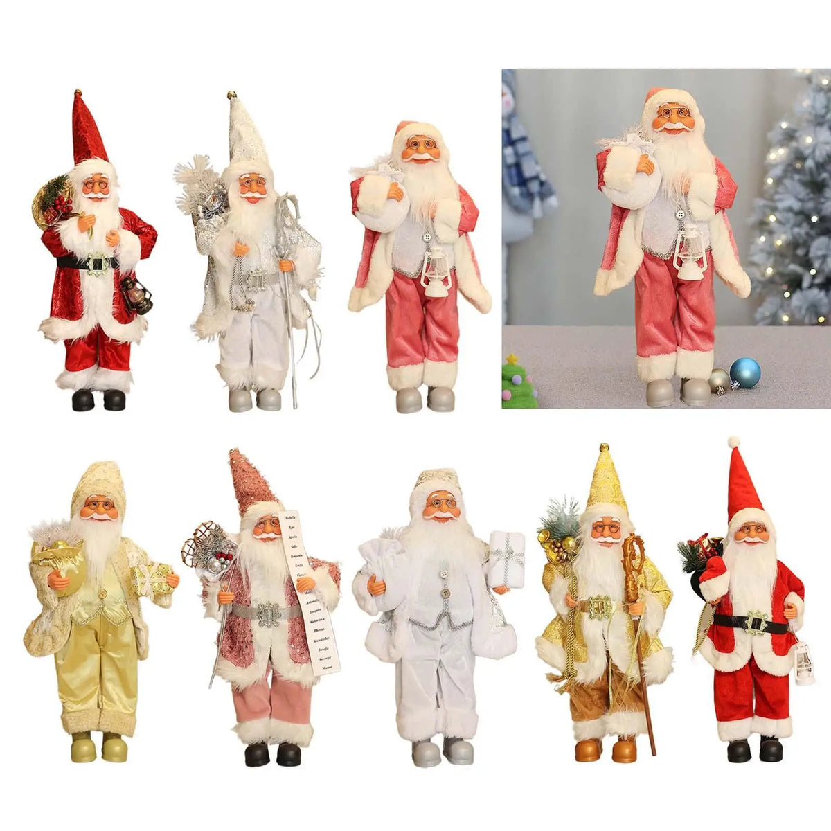 Santa Claus Figurine Xmas Party Ornament Santa Claus Figure for Bedroom Home Quake