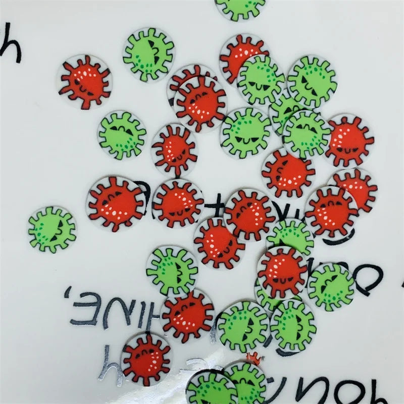 50g/Lot 5/10mm Halloween Red Green Poisonous Clay Slices Sprinkles Soft Pottery for DIY Crafts Filling Accessories Quake 10mm mixed