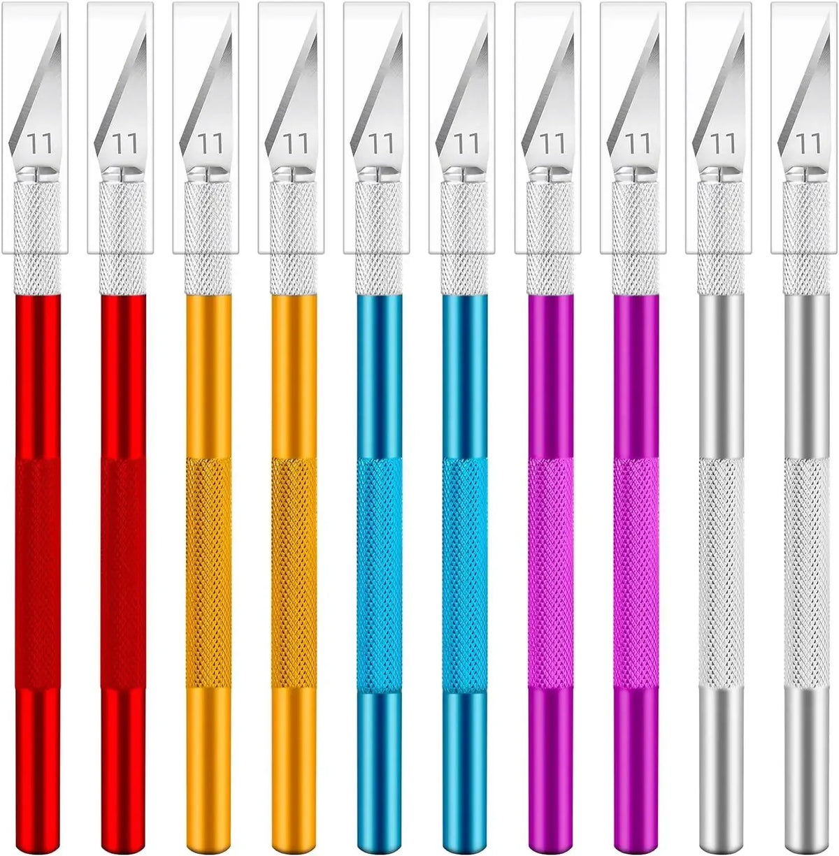 vvocci 10PCS Exacto Knife Colorful Craft Knife Kit, Sharp Exacto Knife Set, Carving Precision Hobby Knife for DIY, Art, Cutting, Quake M264 Mix 10pcs