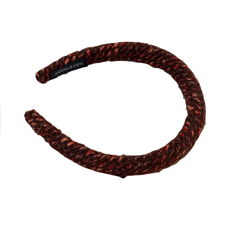 Winter Retro Red Mixed Color Headband Woven Knitting Sponge Headbands for Women Fashion Temperament Hair Hoop Female Hair Band Quake