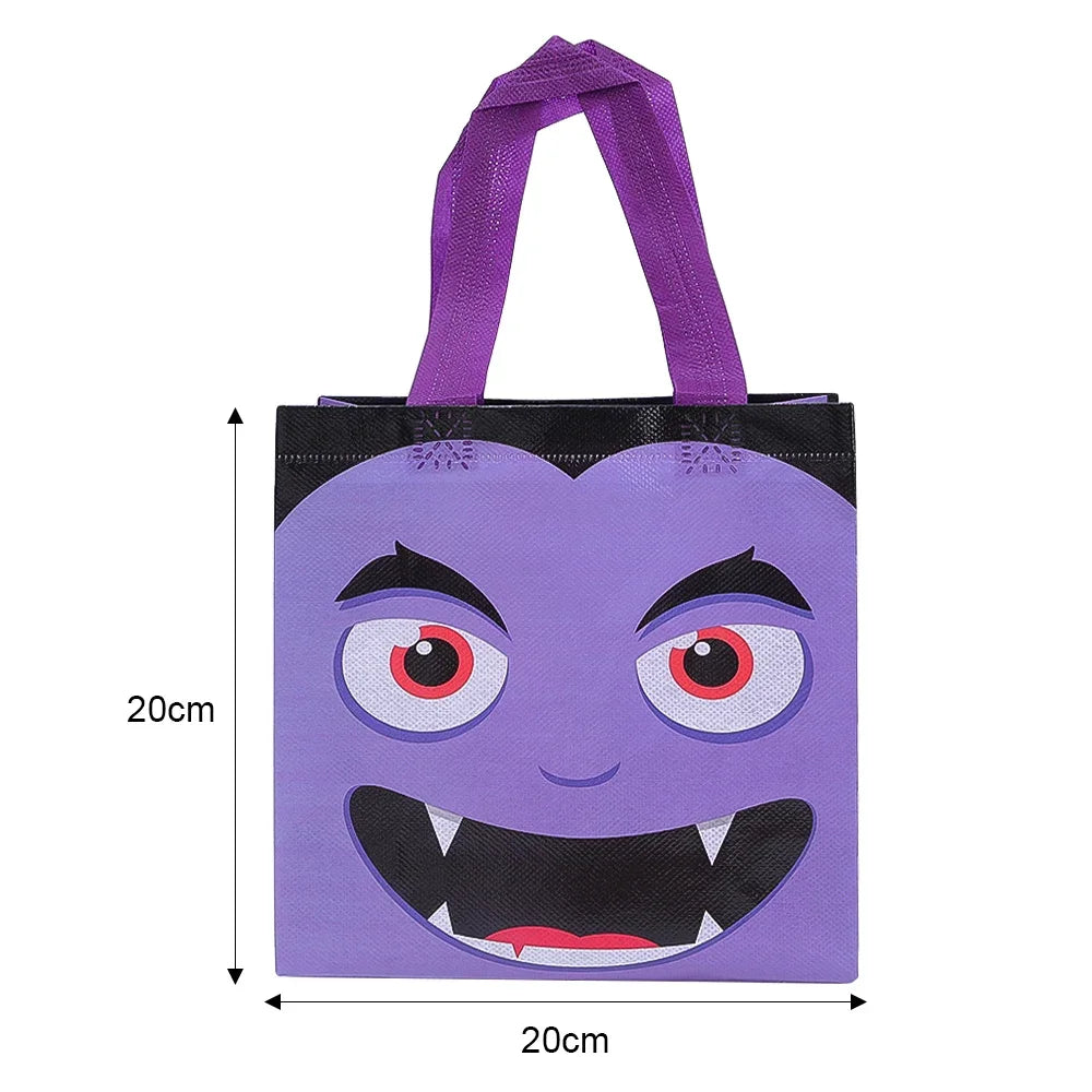 10/1PCS Halloween Non-Woven Gift Bags Pumpkin Ghost Bat Mummy Cat Pattern Candy Snacks Bag Halloween Party Home Decor Supplies Quake PURPLE 10PCS 20x20cm
