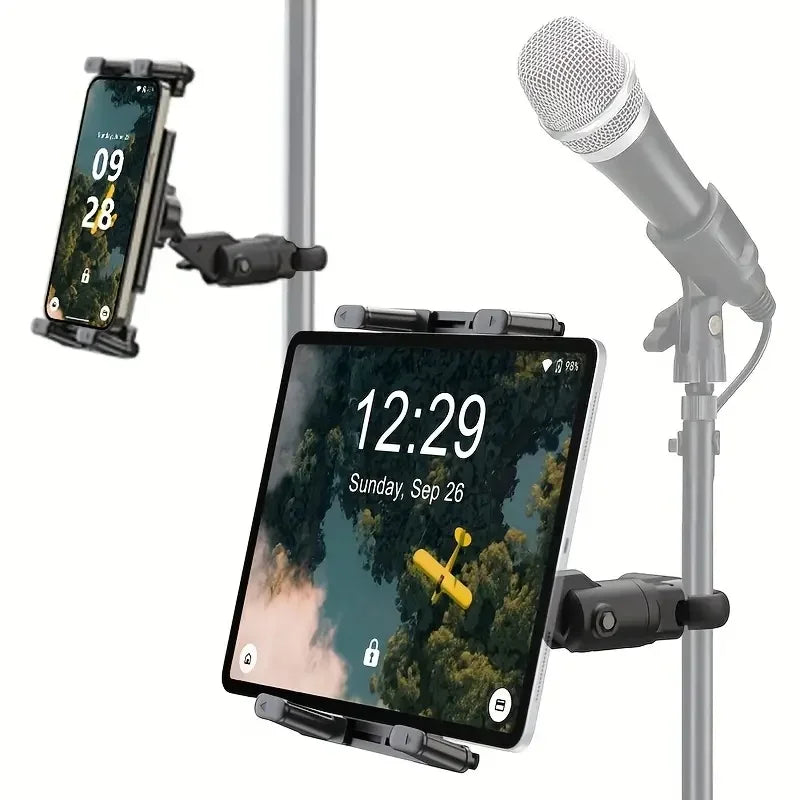 Tablet Holder for Microphone Stand,Mic Music Stand Tablet Holder for iPad,Smartphone Tablet Mic Stand Mount for Live Streaming Quake