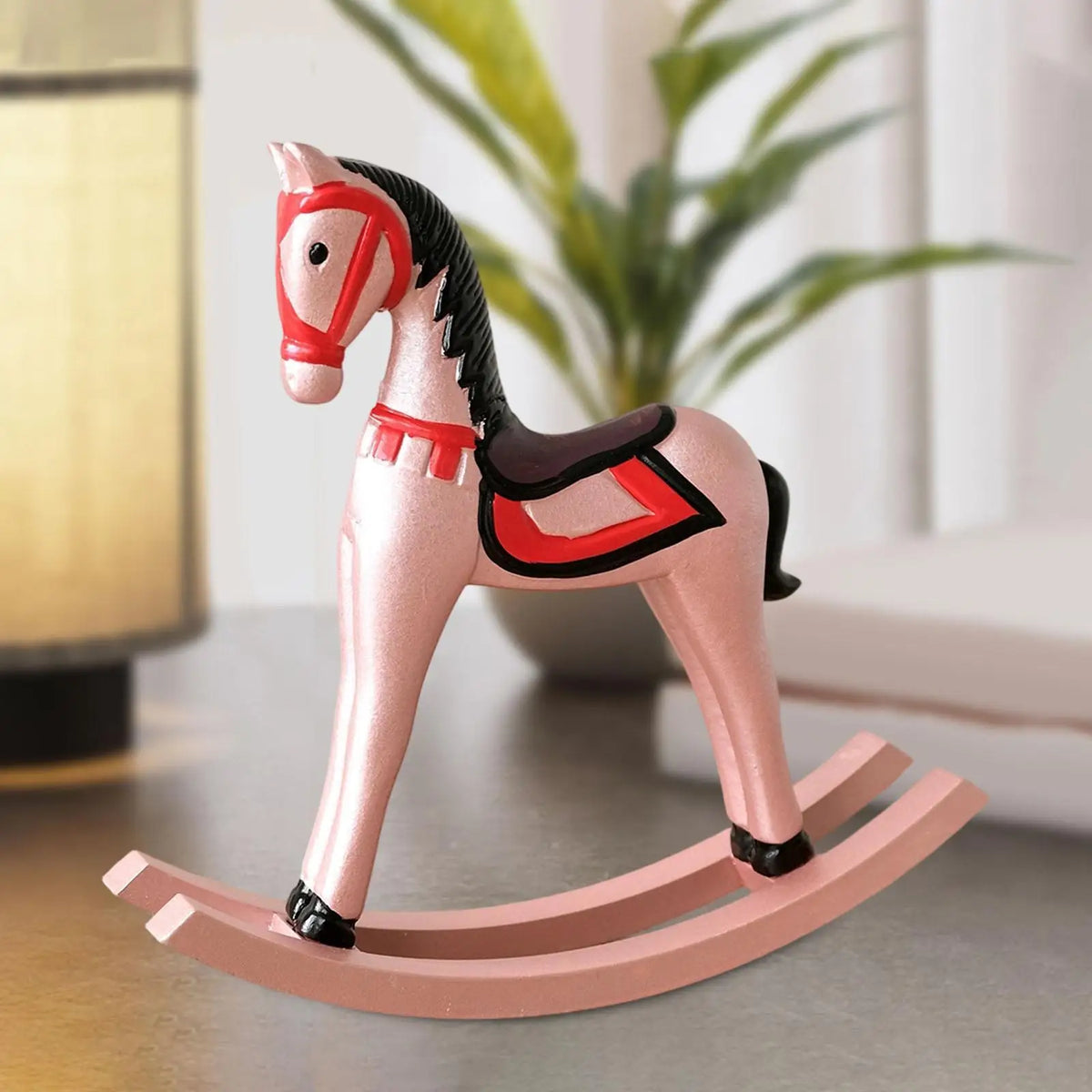 Wooden Rocking Horse Figurine Smooth Surface Tabletop Art Statue Sculptures and Figurines for Home Shelf Quake