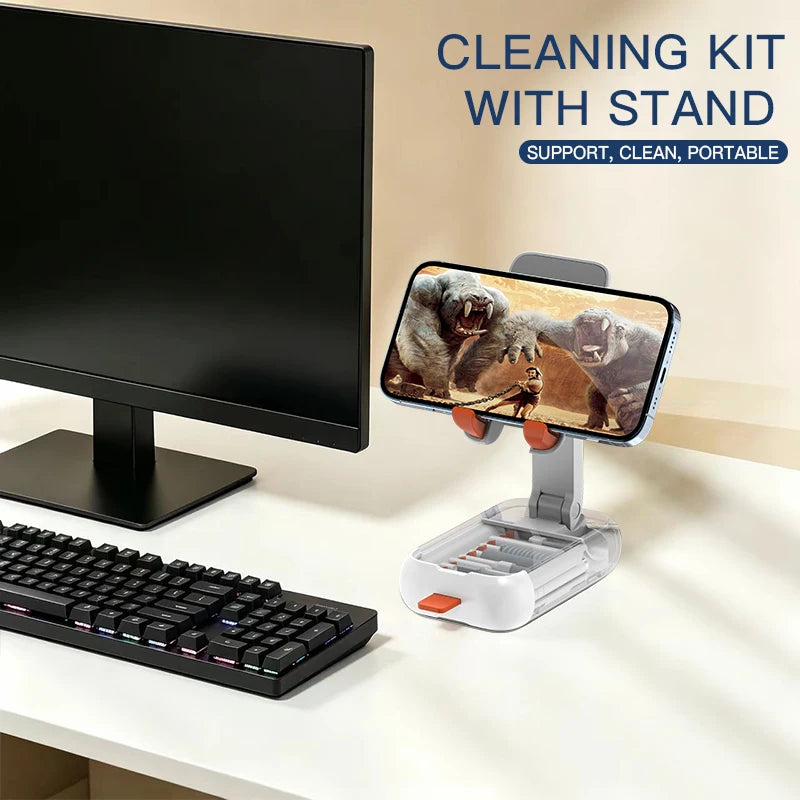 19 in 1 Electronics Cleaning Kit with Foldable Phone Holder Keyboard Cleaner Screen Cleaning Tool Set for Laptop/Camera/Tablet Quake