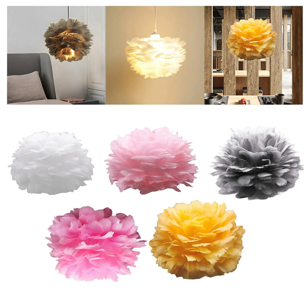 Artificial Feather Light Shade Droplight Lampshade Lightshade for E27 Bulb Floor Lamp Pendant Ceiling Light Living Room Bedside Quake