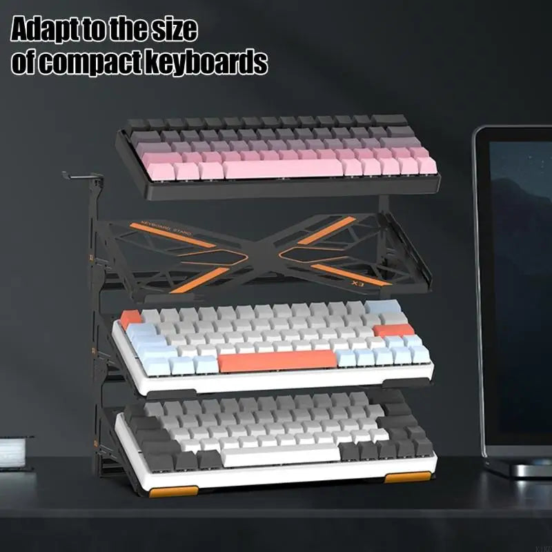 Metal Keyboard Display Stand with Angled Shelf Design and Protective Contact Guards for Collection Display on Desks K1KF Quake