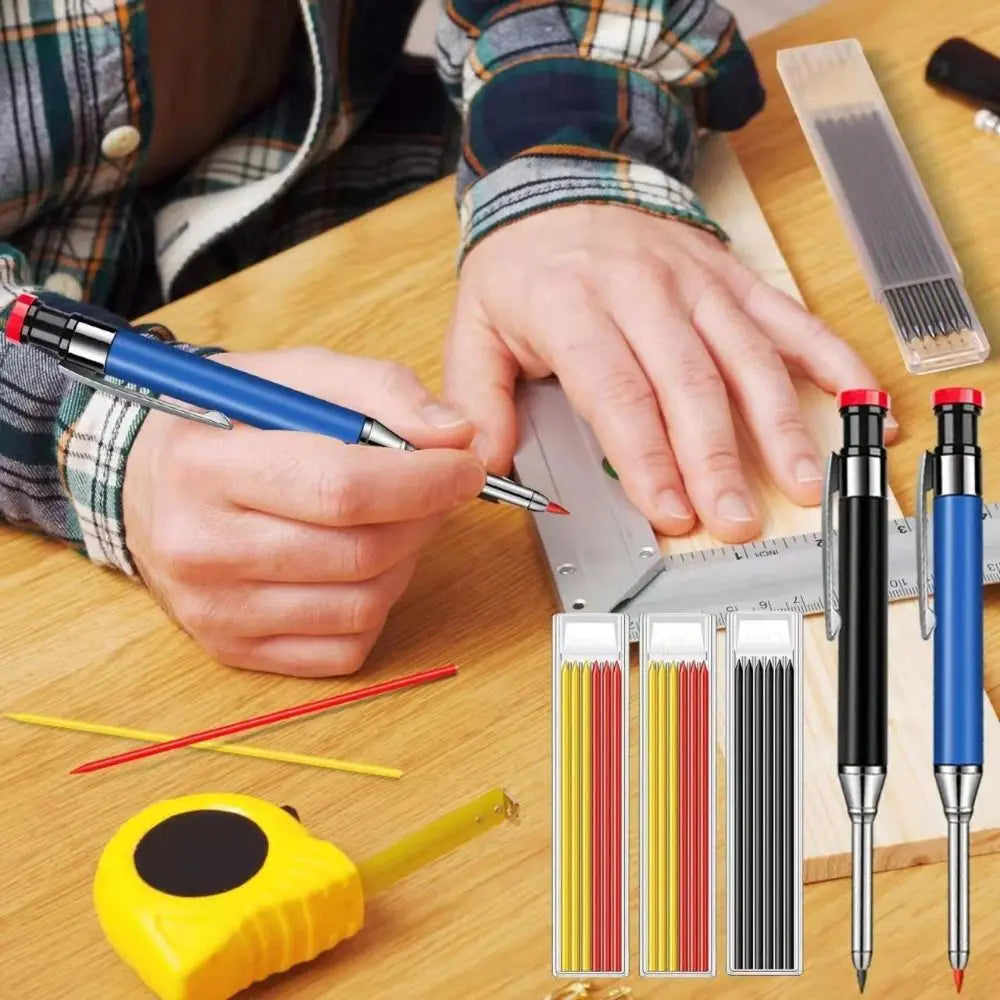 All Metal Deep Hole Marking Pencil 2.8mm Deep Hole Marking Woodworking Pencil Built-in Sharpener Long Head Quake