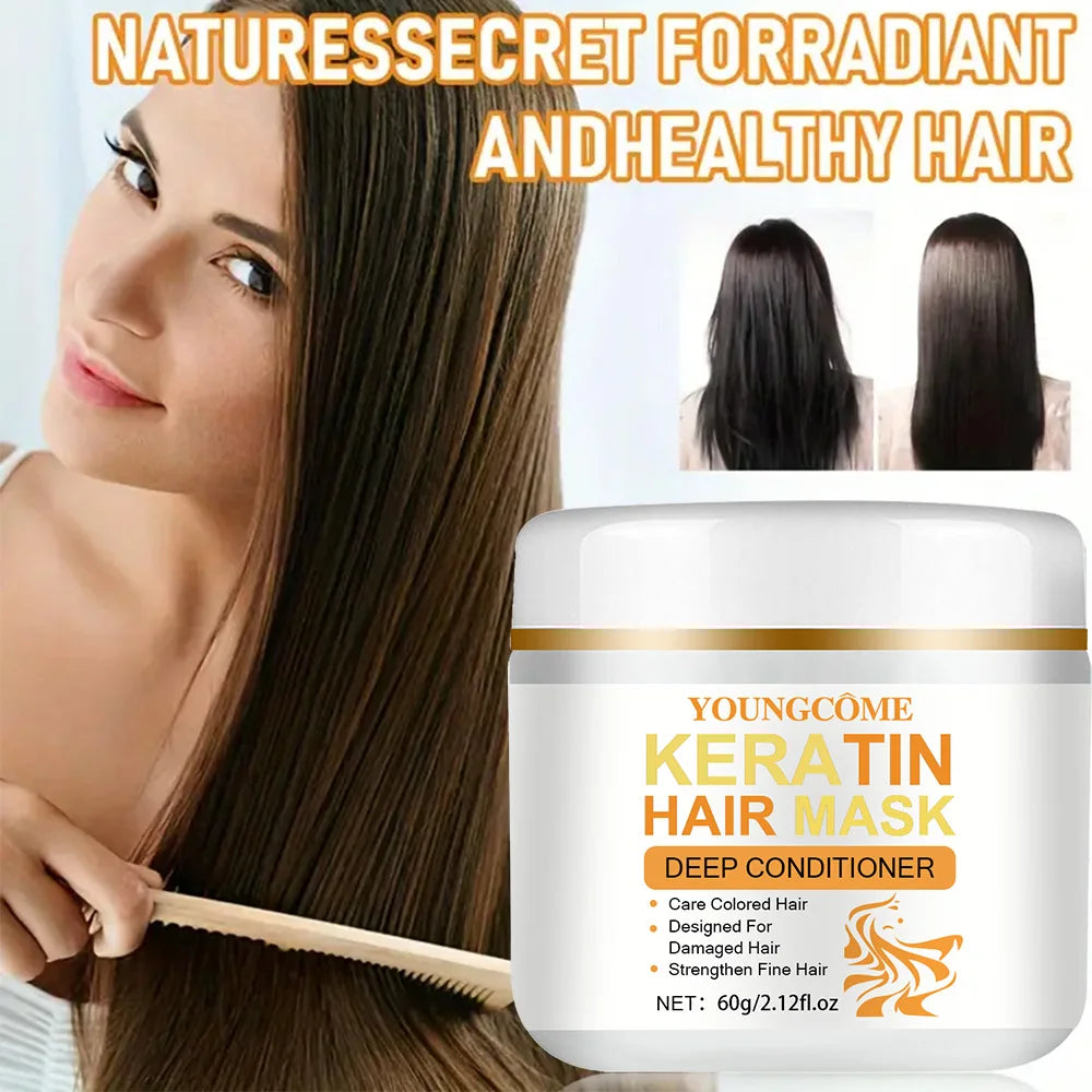 Keratin Hair Mask Deep Nourishing Repair Damaged Hair Restore Shine Repair Damage Dry Frizz Hair Keratin Smoothing Shiny Quake