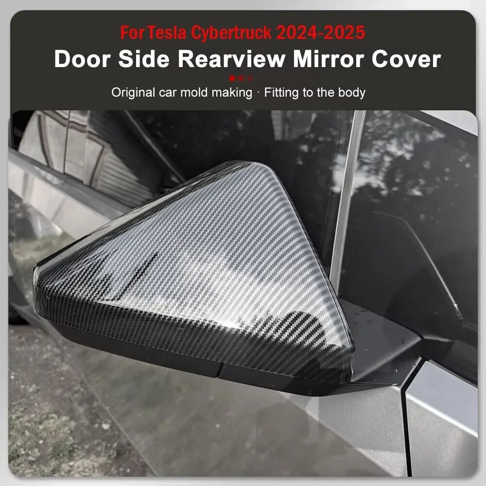 For Tesla Cybertruck 2023-2025 Car Sticker Rearview Side Mirror Cover Wing Cap Exterior Door Rear View Case Trim Carbon Fiber Quake