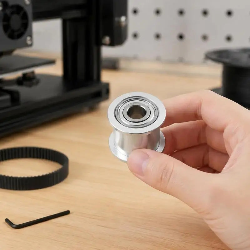 3D Printer XY Shaft Idler Pulley Metal Replacement Part for Belt Guide Service, Smooth Silver Pulley Assembly, Set K1KF Quake