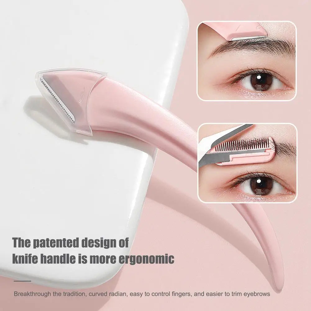Crescent Moon Eyebrow Trimmer Set, Stainless Steel Curved Eyebrow Razor Eyebrow Scissors With Comb Quake