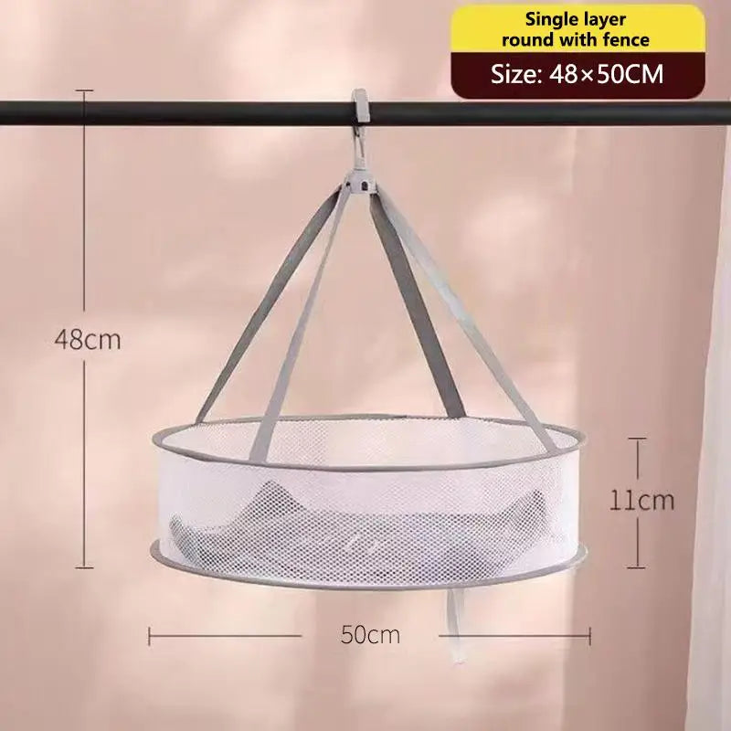 1/2 Layer Home Foldable Mesh Clothes Basket Clothes Net Sweater Anti Deformation Flat Clothes Basket Socks Underwear Tool Quake Single-45cm