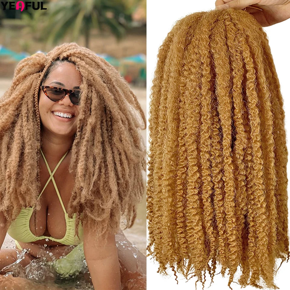 Yeaful 18 Inch Synthetic Marley Twist Braiding Hair Red Black Brown Ginger Bug Blonde #4 Pre Looped Marley Twists Crochet Hair Quake 27 Color 18inches 3Pcs/Lot