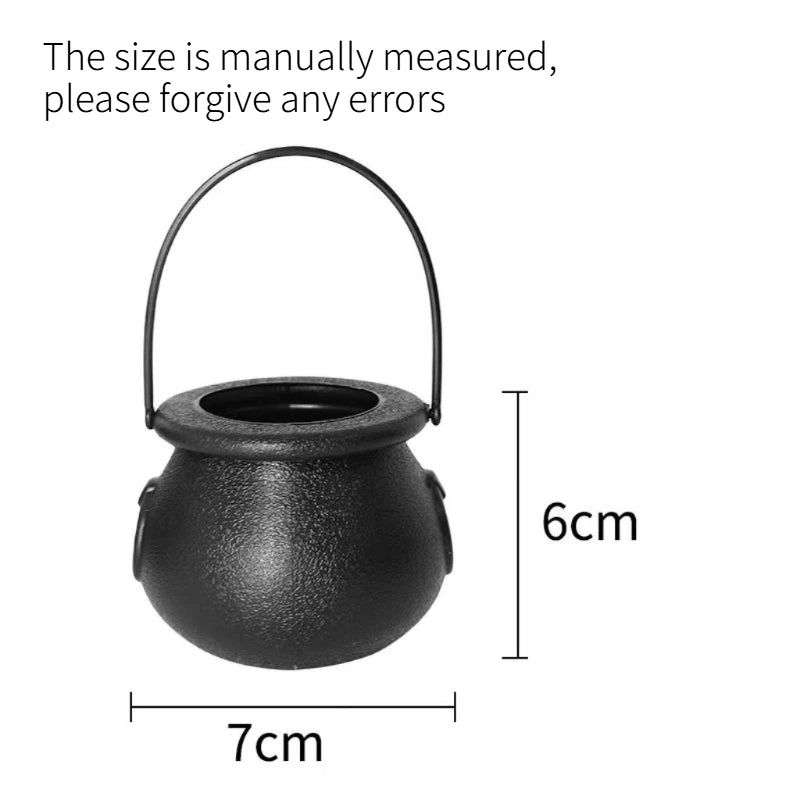 Witch Cauldron Candy Pail Handheld Flame Pumpkin Bucket Halloween St Patricks Day Festival Party Decoration Treat Holder Quake Witch bucket