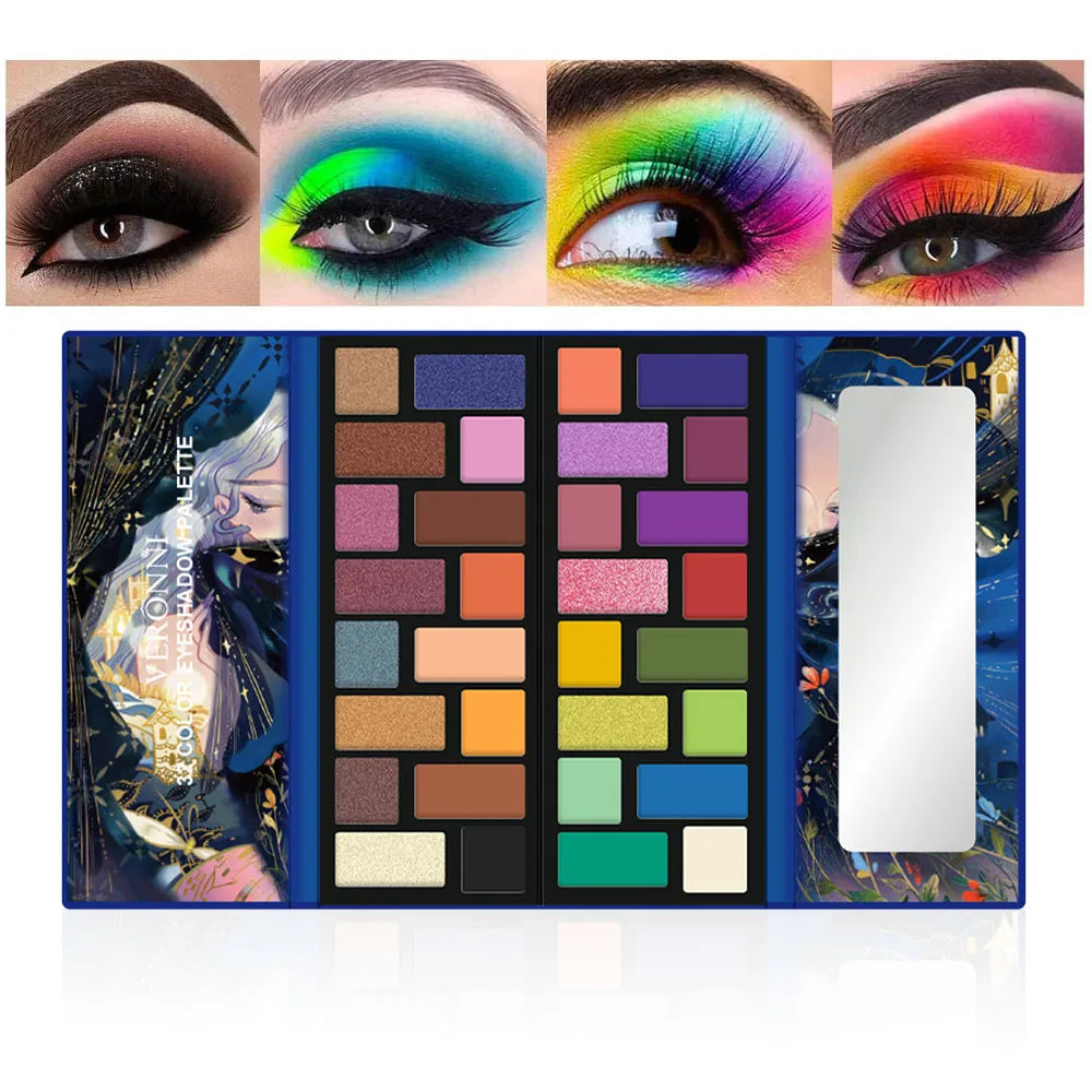 32 Color Eyeshadow Palette-Matte & Shimmer, Highly Pigmented,Vegan,Cruelty-Free, Professional Makeup Palette (Warm/Nude/Glitter) Quake