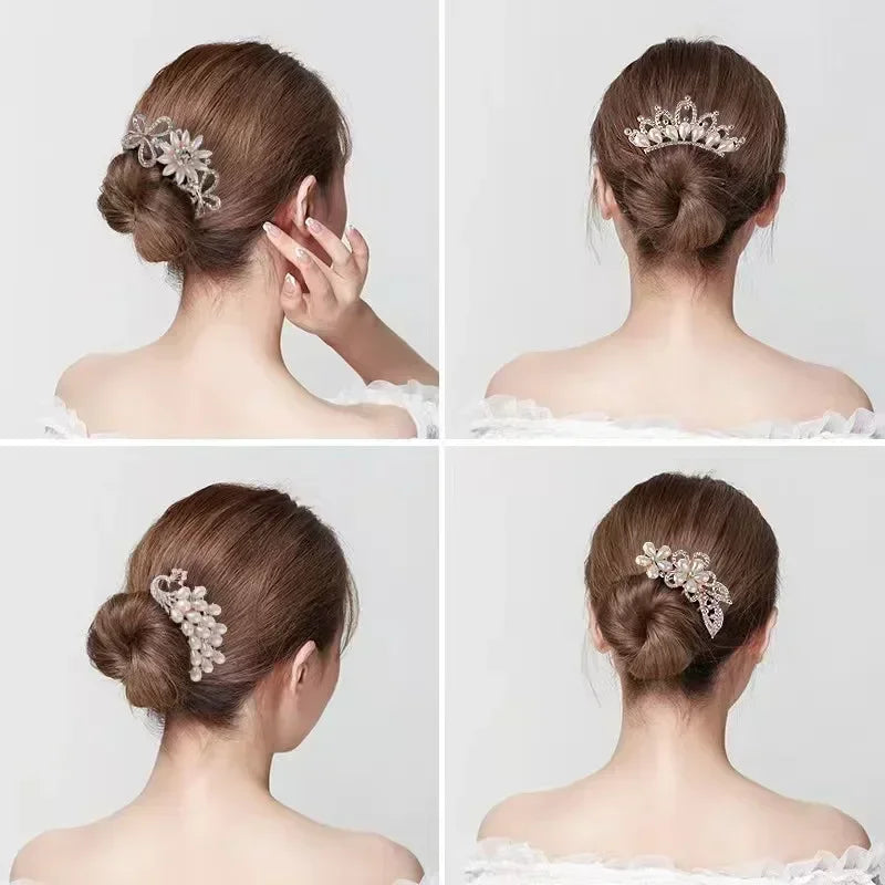 Women Crystal Hair Braiding Clip Elegant Vintage Hairpin Girls Elegant Rhinestone Hair Accessories Crystal Hairpins Barrettes Quake