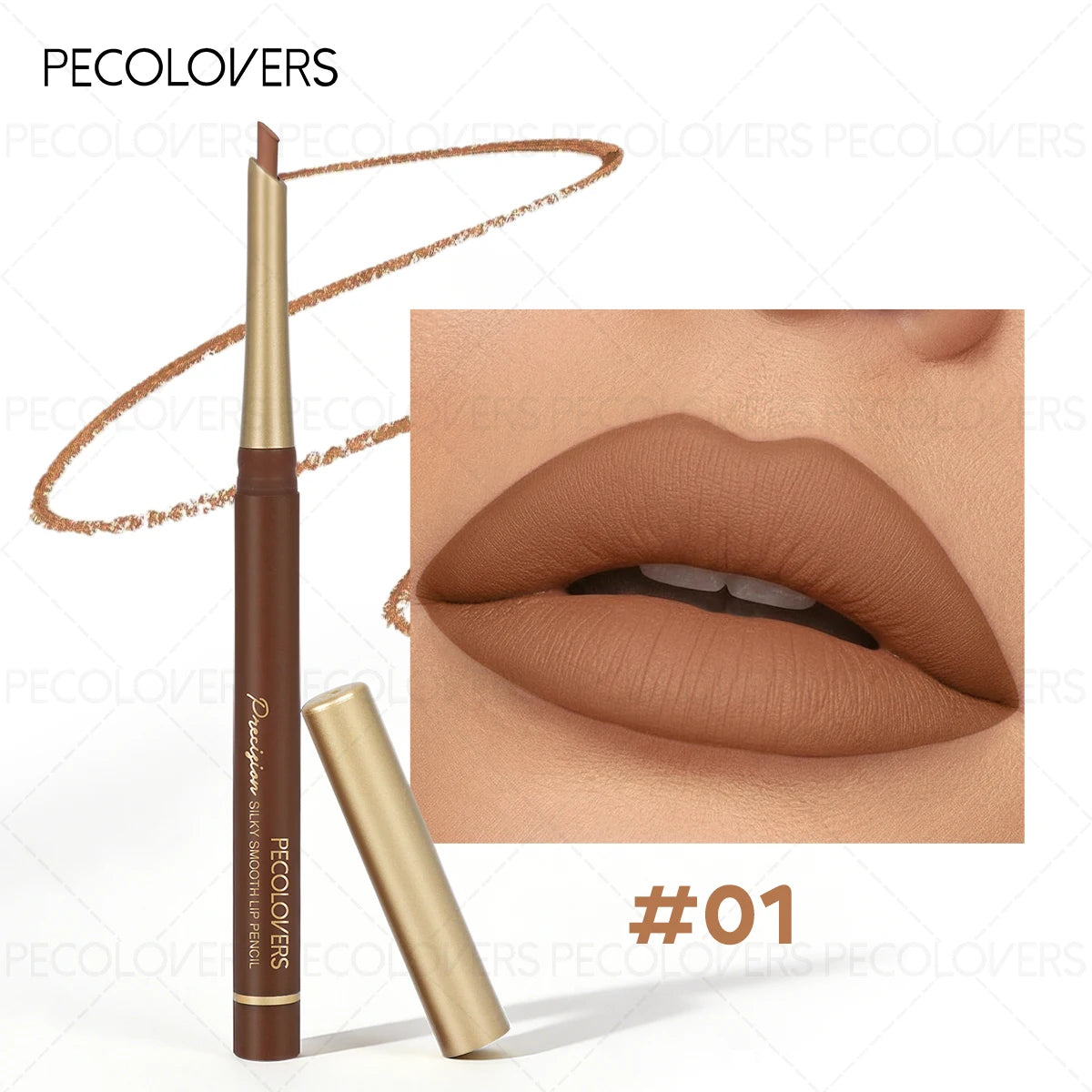 Brown Tube Slanted Lip Liner, Outlines The Lip Contours, Plump and Charming, Waterproof, Essential for Dates, Lip Cosmetic Quake 01