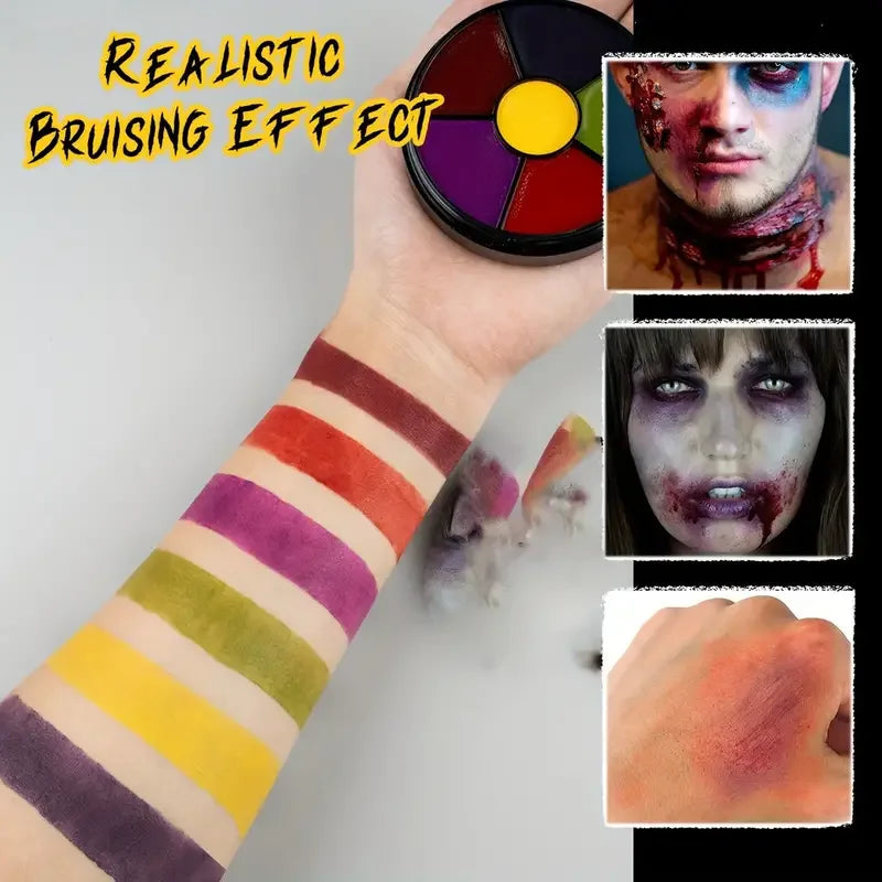 6-Color Bruise Wheel Makeup - Realistic SFX Zombie Makeup with Vibrant Face and Body Paint, Perfect for Halloween Costumes Quake