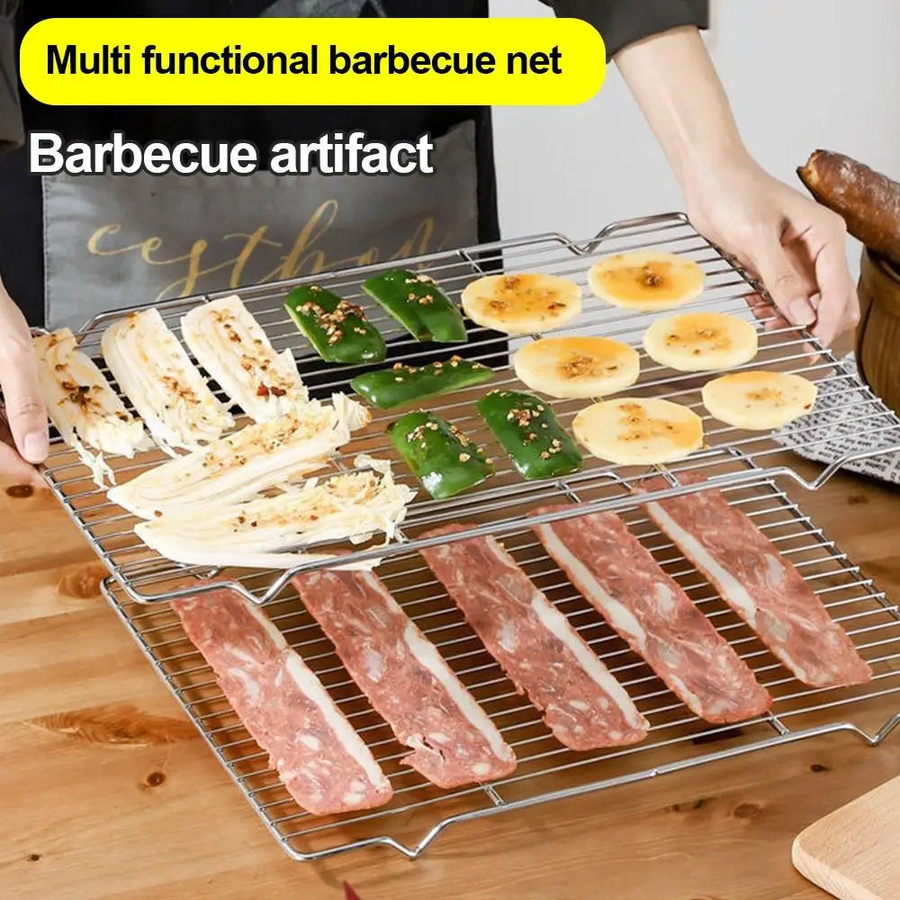 New Stainless Steel Cooling Rack Non-stick Silver Baking Tray BBQ Tray Quake
