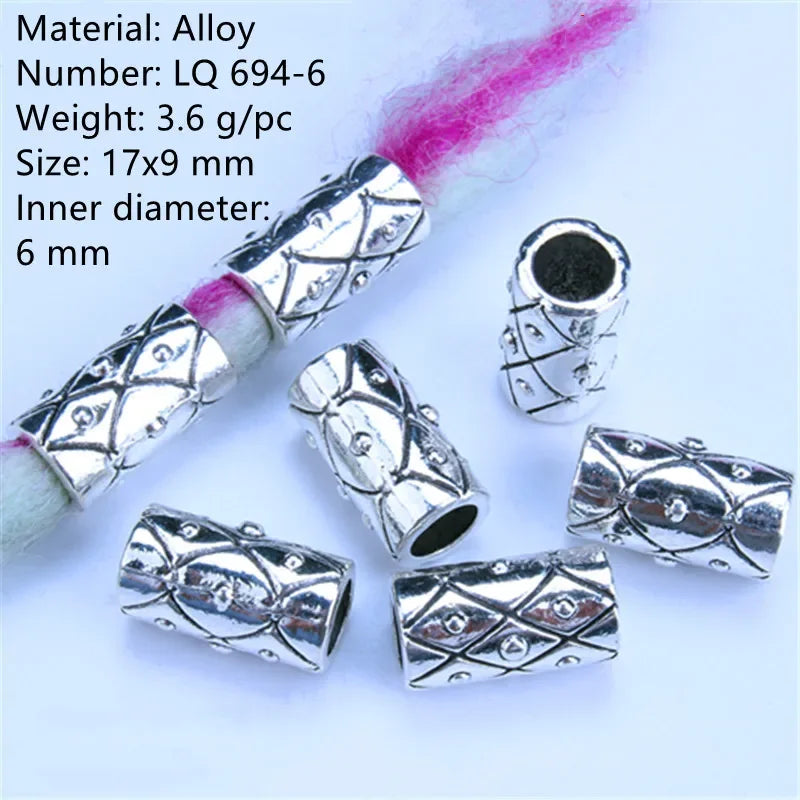5pcs Hair Dreadlock Jewelry Hair Little Braids Decoration Beaded Bead Wig Headdress Hair Accessories Styling Tool Braiders Stuff Quake LQ694-6