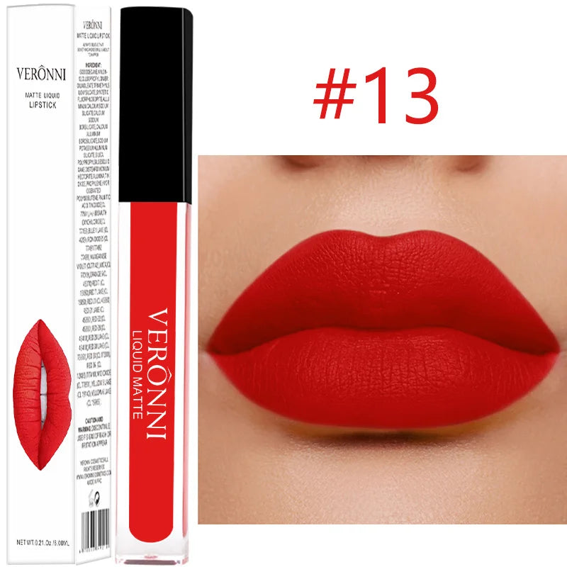 14 Color Liquid Matte Lipsticks Long Lasting Velvet Lip gloss Non Stick Cup Waterproof Beauty Cosmetics Makeup for Women Lip Quake 13