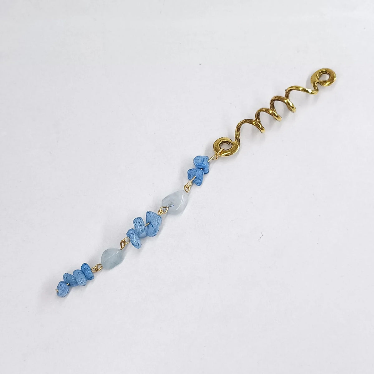 New Colored Hair Beads Crystal Stone Braids Barrette Spiral Charms Beads for Women Jewelry Vintage Hairpin Dreadlock Accessories Quake Blue-long