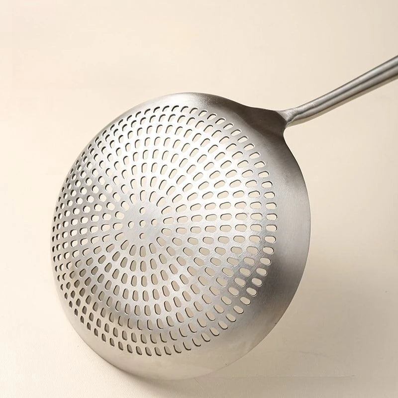 Stainless Steel Large Skimmer Spoon Long Handle Kitchen Strainer for Hot Pot Frying Dumplings Noodles Multi‑size Optional Quake