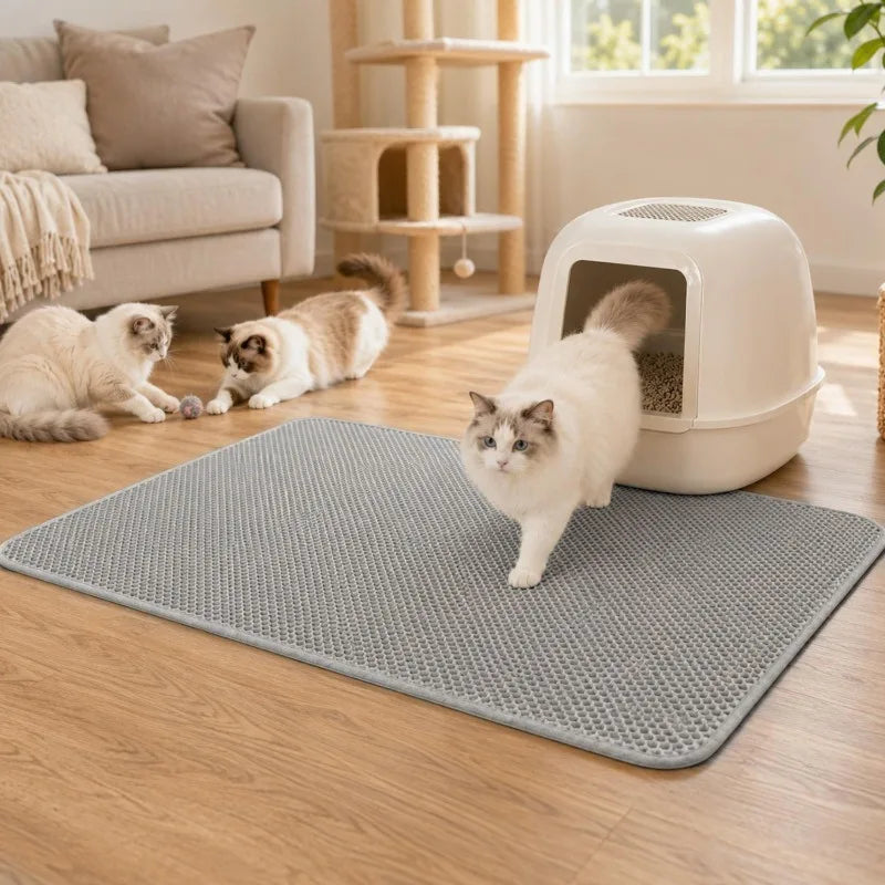 Non-slip Pet Cat Litter Mat Waterproof Double Layer Cat Litter Trapping Soft Odorless Pet Litter Box Mat Clean Pad Pet Products Quake