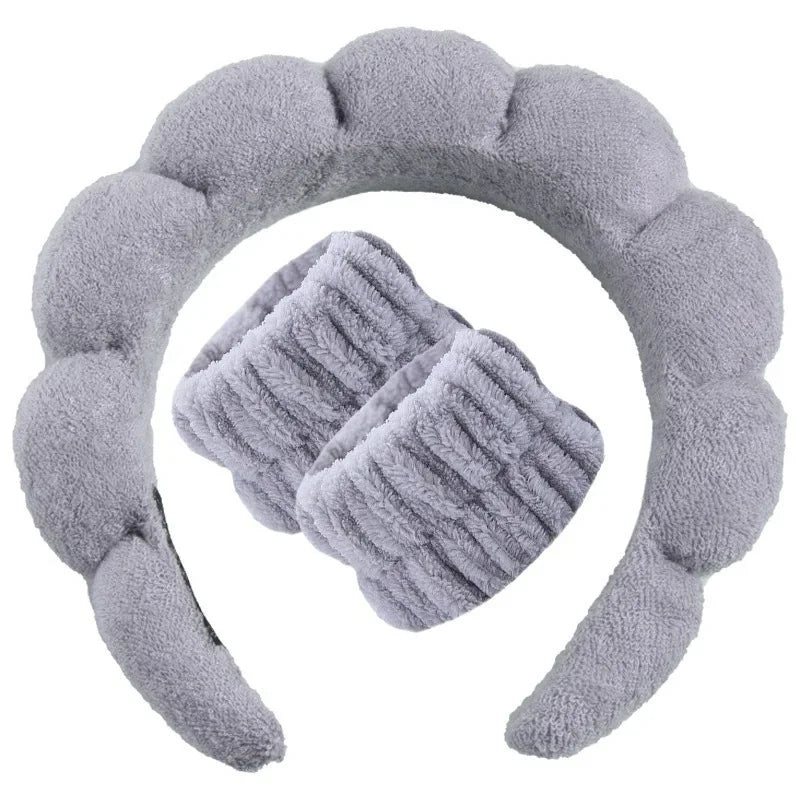 European American Twist Sponge Face Washing Makeup Cloud Headbands Hair Accessories Makeup Tool Kits Quake Grey Set